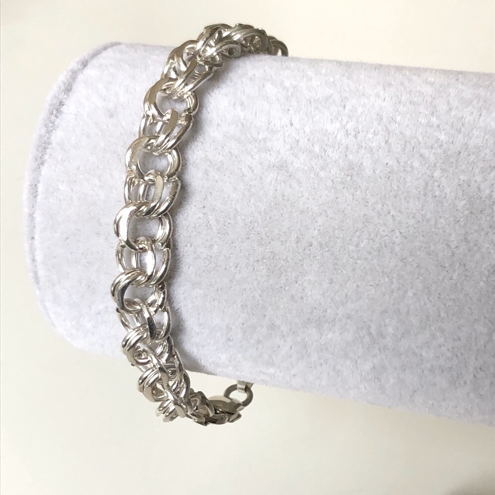 925 Silver 8mm 8.5” handmade bracelet hand made wire links chain unisex